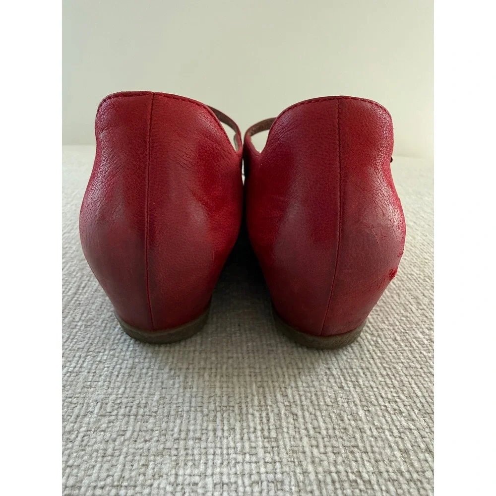 Dansko Red Loralie Nubuck Leather Mary Jane Wedge Womens 39 US 9 Buckle Comfort